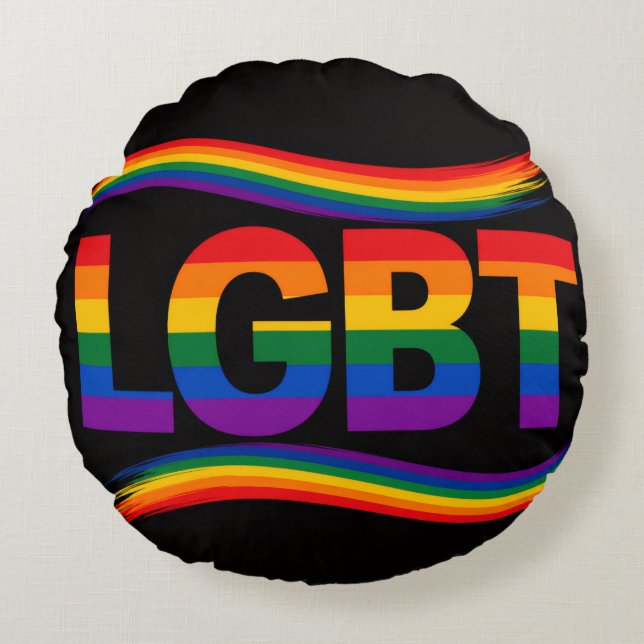 LGBT Rainbow Pride Round Pillow (Front)
