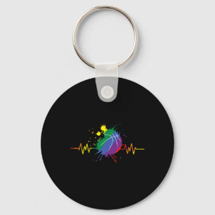 Lgbt Rainbow Sketll Heartbeat Gay Lesbian Pride Ma Keychain