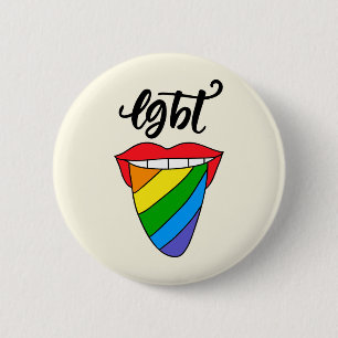 LGBT Rainbow Tongue 2 Inch Round Button