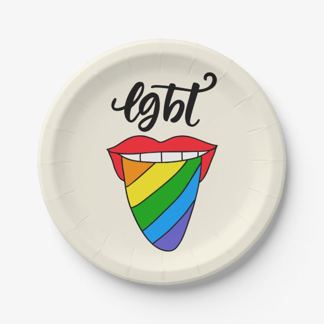 LGBT Rainbow Tongue Paper Plate (Front)