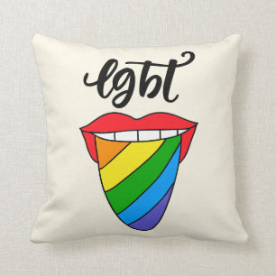 LGBT Rainbow Tongue Throw Pillow