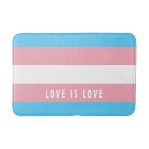 LGBT Rainbow Trangender Pride Flag Custom Text Bath Mat