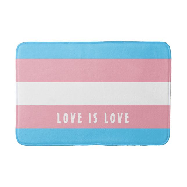 LGBT Rainbow Trangender Pride Flag Custom Text Bath Mat (Front)