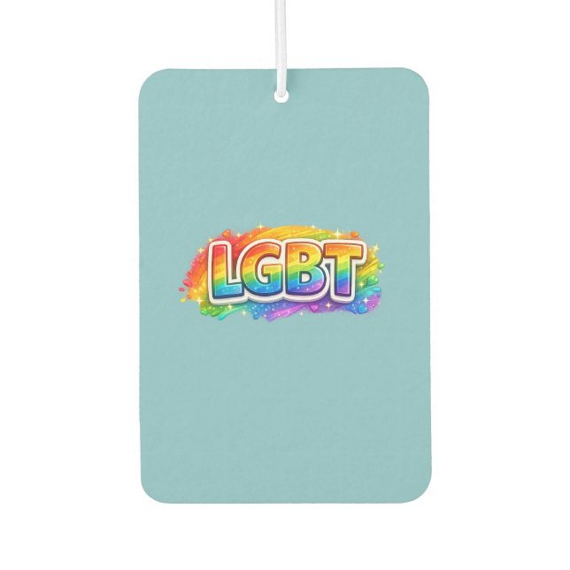 LGBT Rainbow Typography Air Freshener (Front)