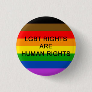 LGBT Rights Are Human Rights Badge (Philly Flag) 1 Inch Round Button