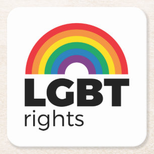LGBT Rights Rainbow Square Paper Coaster