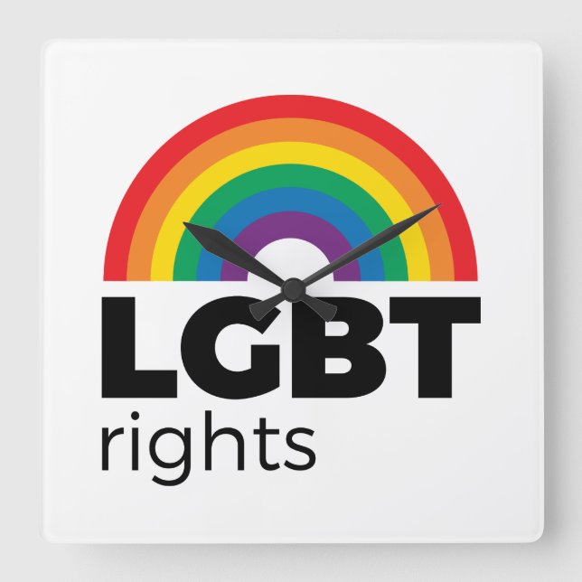 LGBT Rights Rainbow Square Wall Clock (Front)