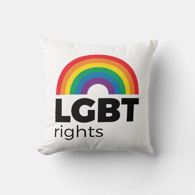 LGBT Rights Rainbow Throw Pillow (Front)