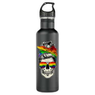 LGBT Skull Messy Bun Rainbow LGBTQ Gay Pride LGBT 710 Ml Water Bottle