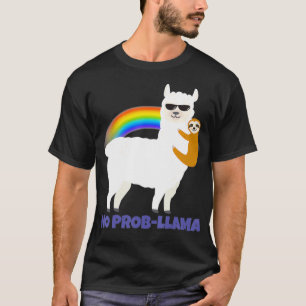 LGBT Sloth Riding Llama Rainbow Alpaca No Prob T-Shirt