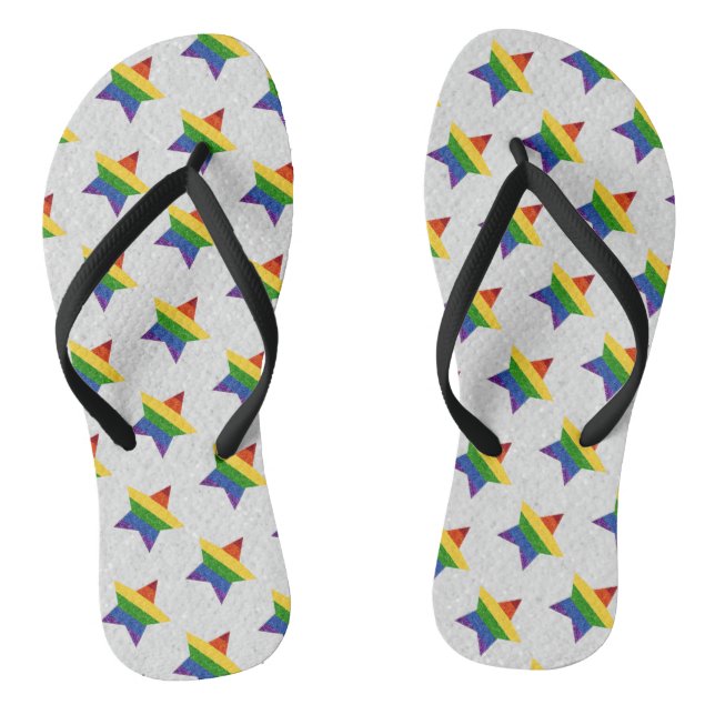 LGBT Star Pride Flag Glitter Flip Flops (Footbed)