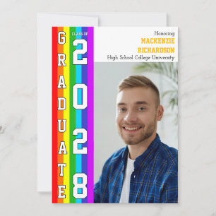 LGBT Student rainbow Pride Graduation Photo  Invitation