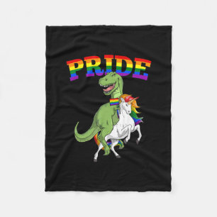Lgbt T-Rex Dinosaur Unicorn Gay Pride Rainbow Lgbt Fleece Blanket