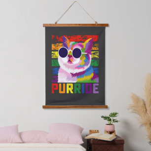 LGBT Tie Dye Pride Cat Purride Gay Rainbow Retro Hanging Tapestry