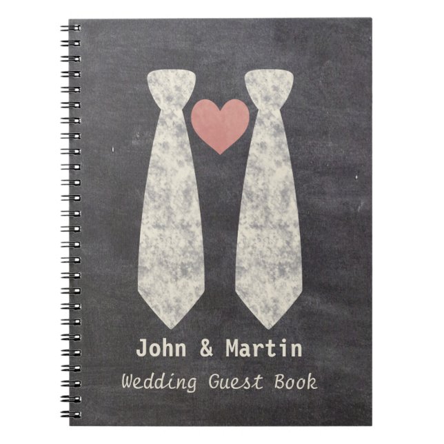 LGBT Tying The Knot Faux Chalkboard Gay Wedding Notebook (Front)