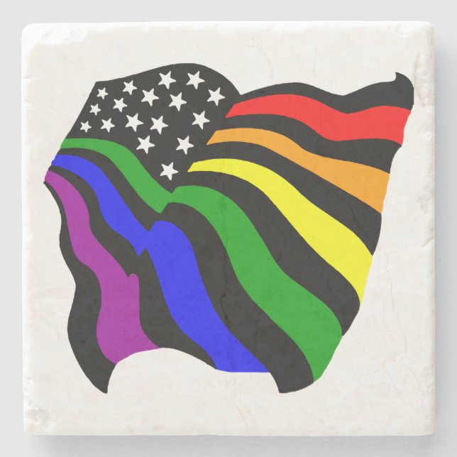 LGBT USA Flag Stone Coaster (Front)