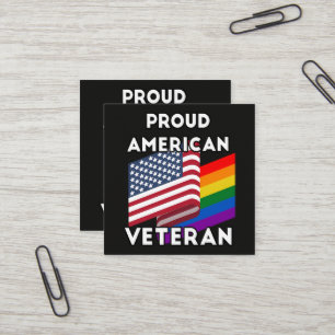 Lgbt Veterans - American Flag  Square Business Card