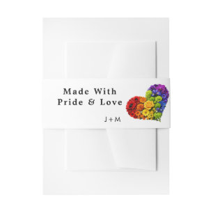 💍LGBT With text and Names Flourish Together Invitation Belly Band