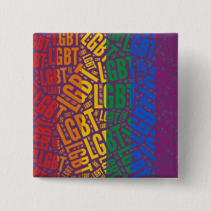 LGBT WORD PATTERN COLOR -.png 2 Inch Square Button