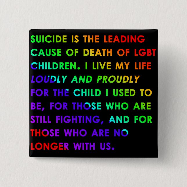 LGBT Youth Suicide 2 Inch Square Button (Front)