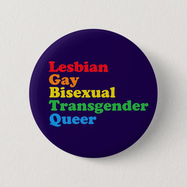 LGBTQ Acronym Rainbow Gay Pride Purple 2 Inch Round Button (Front)