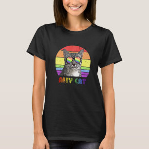 Lgbtq Ally Cat Rainbow Gay Pride Flag Lgbt  26 T-Shirt