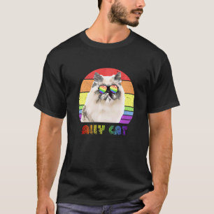 Lgbtq Ally Cat Rainbow Gay Pride Flag Lgbt  28 T-Shirt
