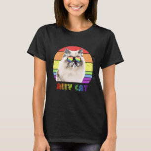 Lgbtq Ally Cat Rainbow Gay Pride Flag Lgbt 29 T-Shirt