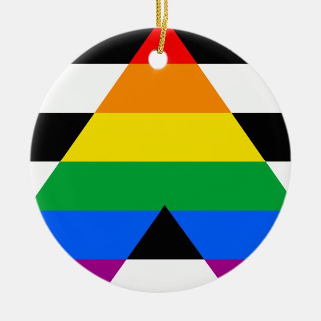 LGBTQ+ Ally Flag Ceramic Ornament (Front)