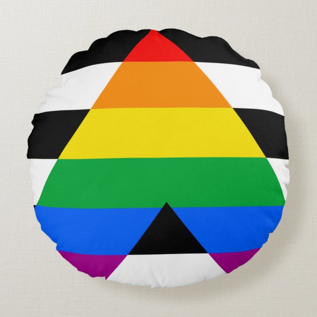 LGBTQ+ Ally Flag Round Pillow (Front)