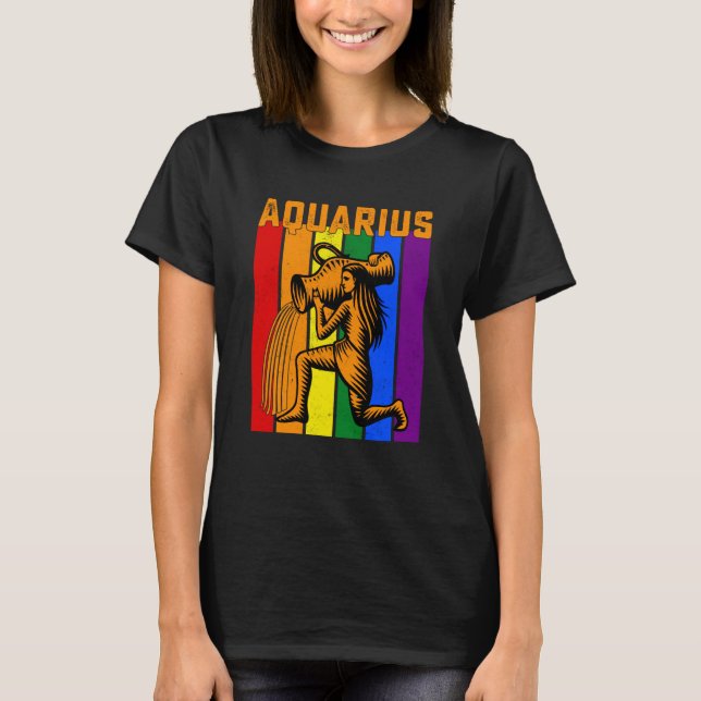 LGBTQ Aquarius Zodiac Sign Vintage Astrology T-Shirt (Front)