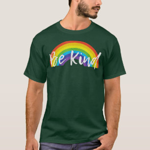 LGBTQ Be Kind Gay Pride LGBT Ally Rainbow Flag Ret T-Shirt