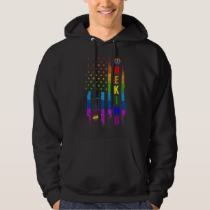 Lgbtq Be Kind Gay Pride Lgbt Rainbow American Flag Hoodie