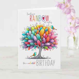 LGBTQ Birthday Gay Rainbow Flag Coloured Tree Card