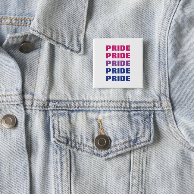 LGBTQ Bisexual Pride Customizable Repeated Text 2 Inch Square Button (In Situ)