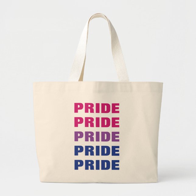 LGBTQ Bisexual Pride Customizable Repeated Text Large Tote Bag (Front)