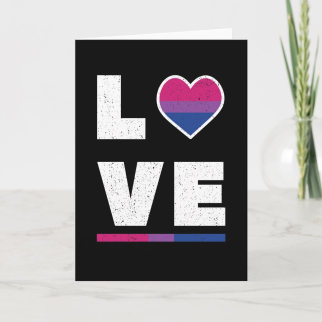 LGBTQ Bisexual Pride Flag Distressed Grunge Love Card (Front)