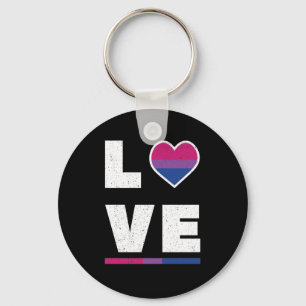 LGBTQ Bisexual Pride Flag Distressed Grunge Love Keychain