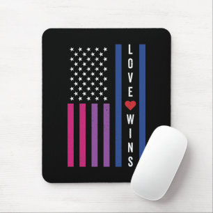 LGBTQ Bisexual Pride Love Wins USA American Flag Mouse Pad