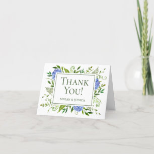 LGBTQ Blue Hydrangeas Floral Folded Sentiment Thank You Card