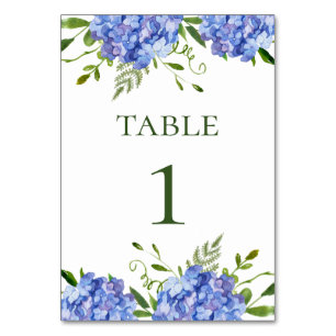 LGBTQ Blue Hydrangeas Floral Wedding Table Number