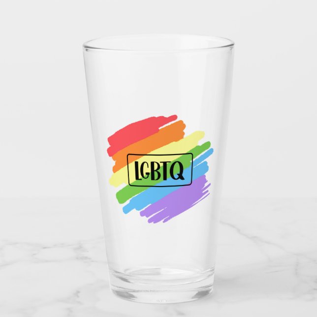 LGBTQ Brushstrokes Rainbow Glass (Front)