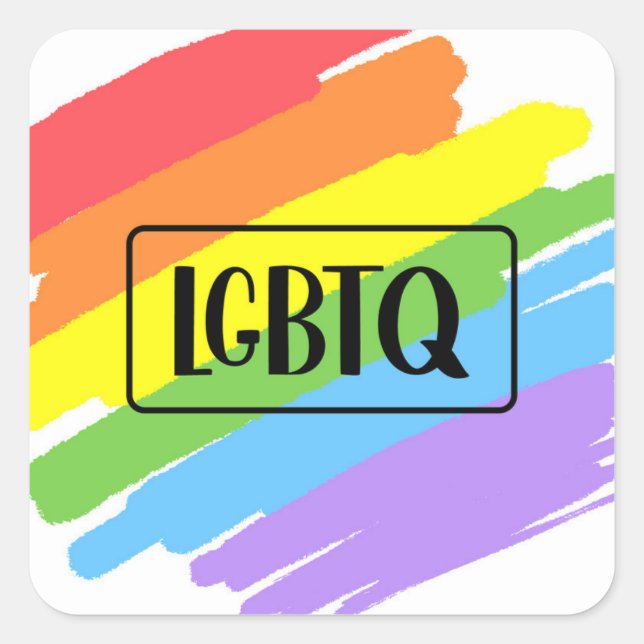 LGBTQ Brushstrokes Rainbow Square Sticker (Front)