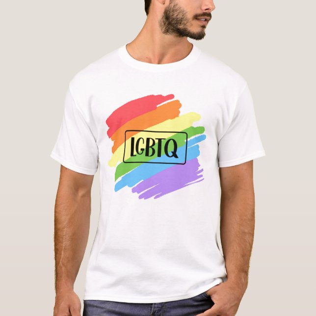 LGBTQ Brushstrokes Rainbow T-Shirt (Front)