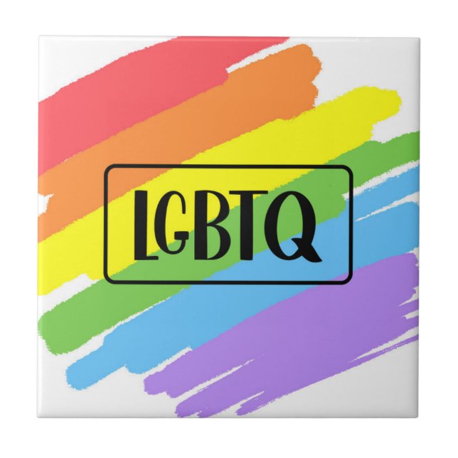 LGBTQ Brushstrokes Rainbow Tile (Front)