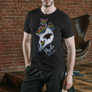 LGBTQ Butterflies in Pansexual Flag Colors T-Shirt