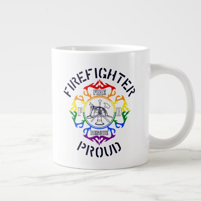 LGBTQ Coloured Firefighter Maltese Cross Design Large Coffee Mug (Right)