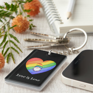 LGBTQ Colourful Rainbow Heart Love is Love Keychain