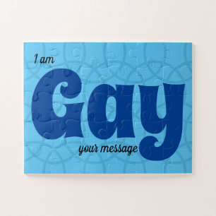 LGBTQ Coming Out Simple Custom Message Blue  Jigsaw Puzzle