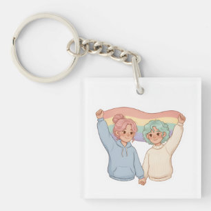 LGBTQ Couple Sticker – Cute Queer Love Quote Keychain